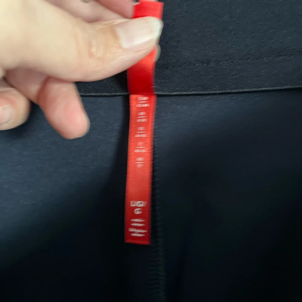 Spanx sueaded stretchy pull on fitted bell bottoms navy blue women’s size Large. - Picture 7 of 14